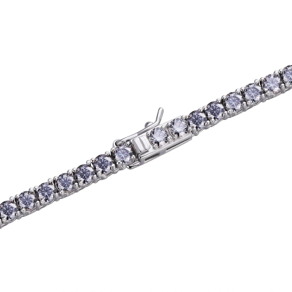 Real Iced Blue MOISSANITE 3mm Tennis Bracelet 925 Silver Pass Diamond Tester
