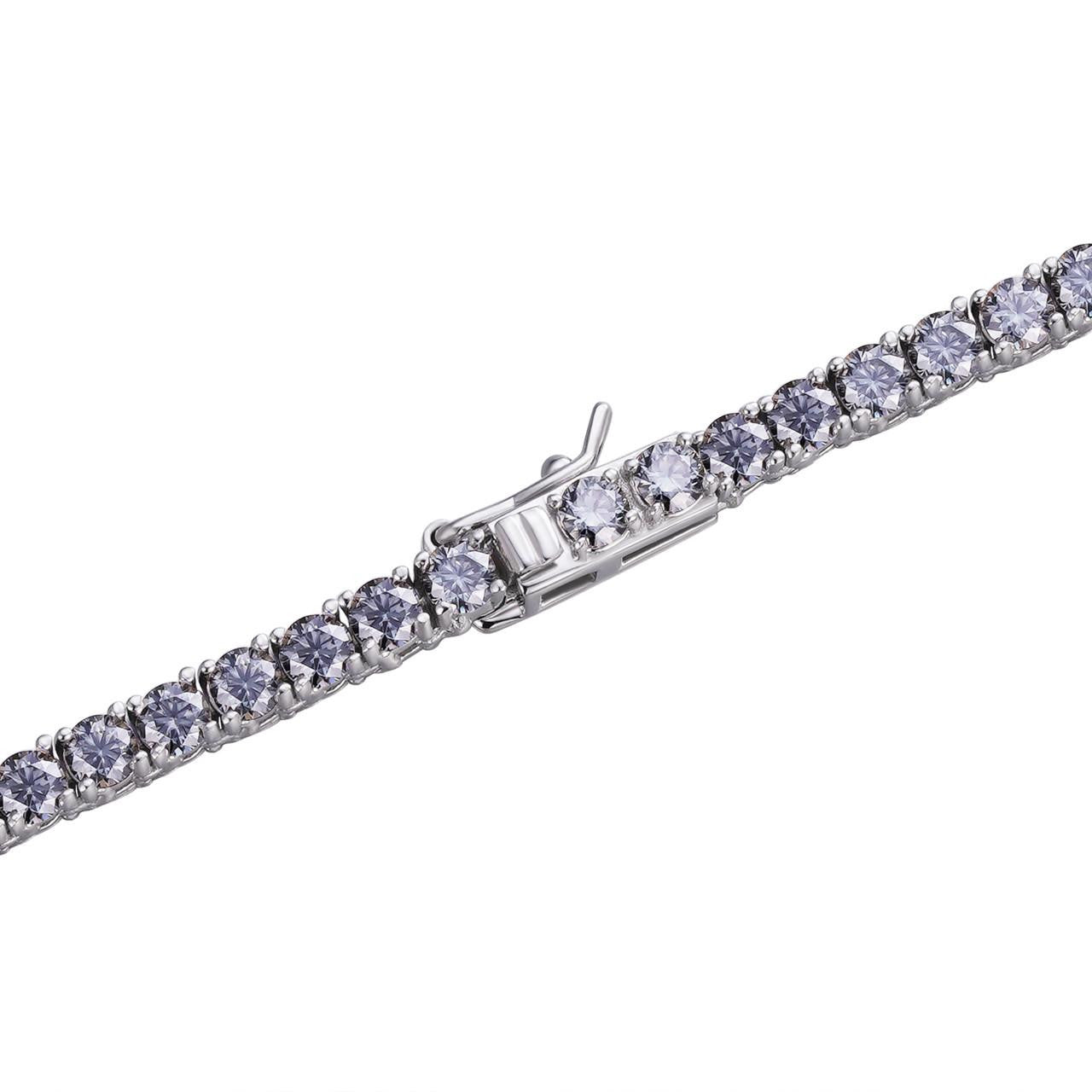 Real Iced Blue MOISSANITE 3mm Tennis Bracelet 925 Silver Pass Diamond Tester