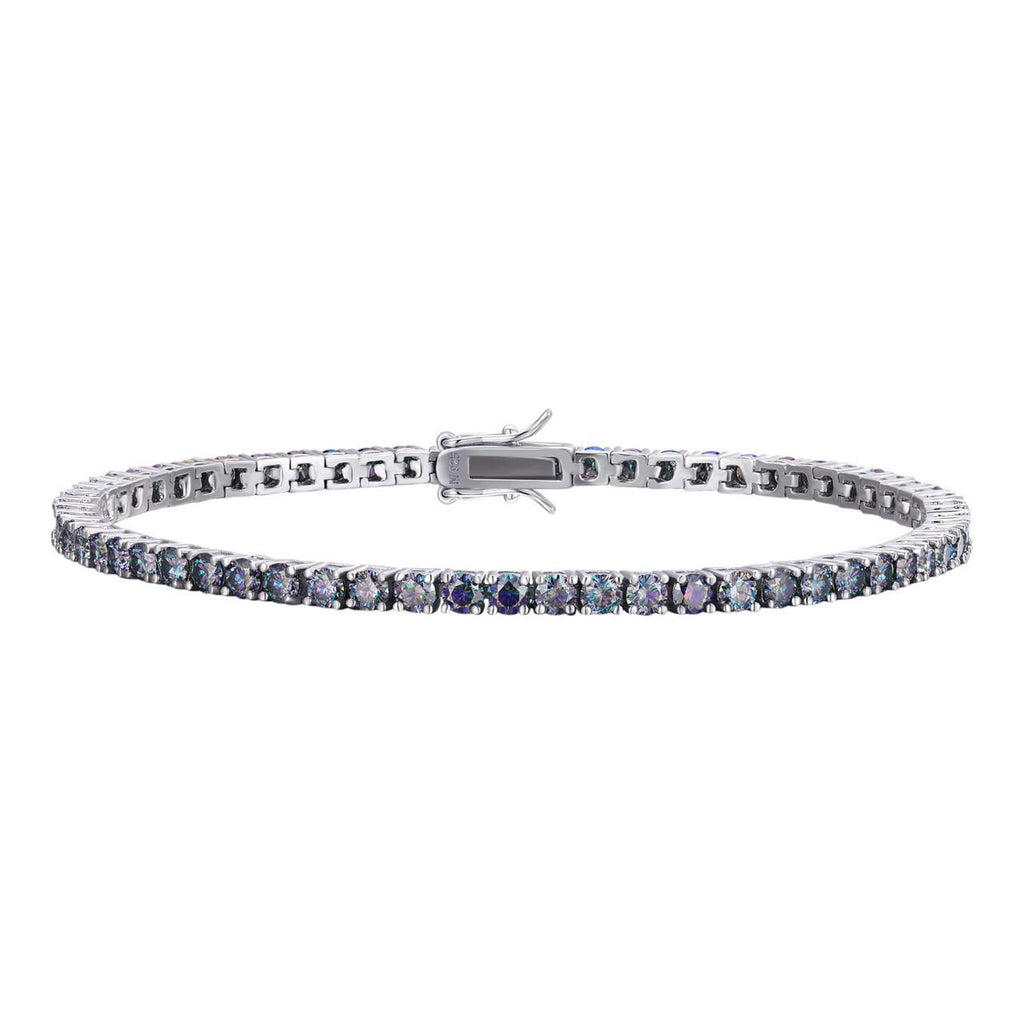 Real Iced Blue MOISSANITE 3mm Tennis Bracelet 925 Silver Pass Diamond Tester