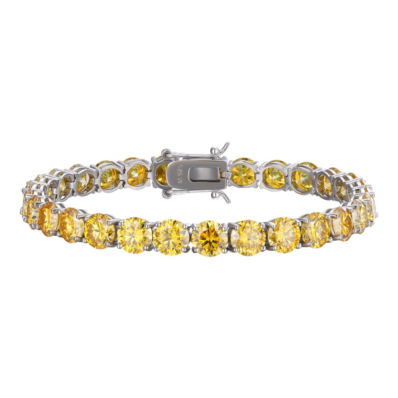 Real Iced Canary Yellow MOISSANITE 7mm Tennis Bracelet 925 Silver Diamond Tester