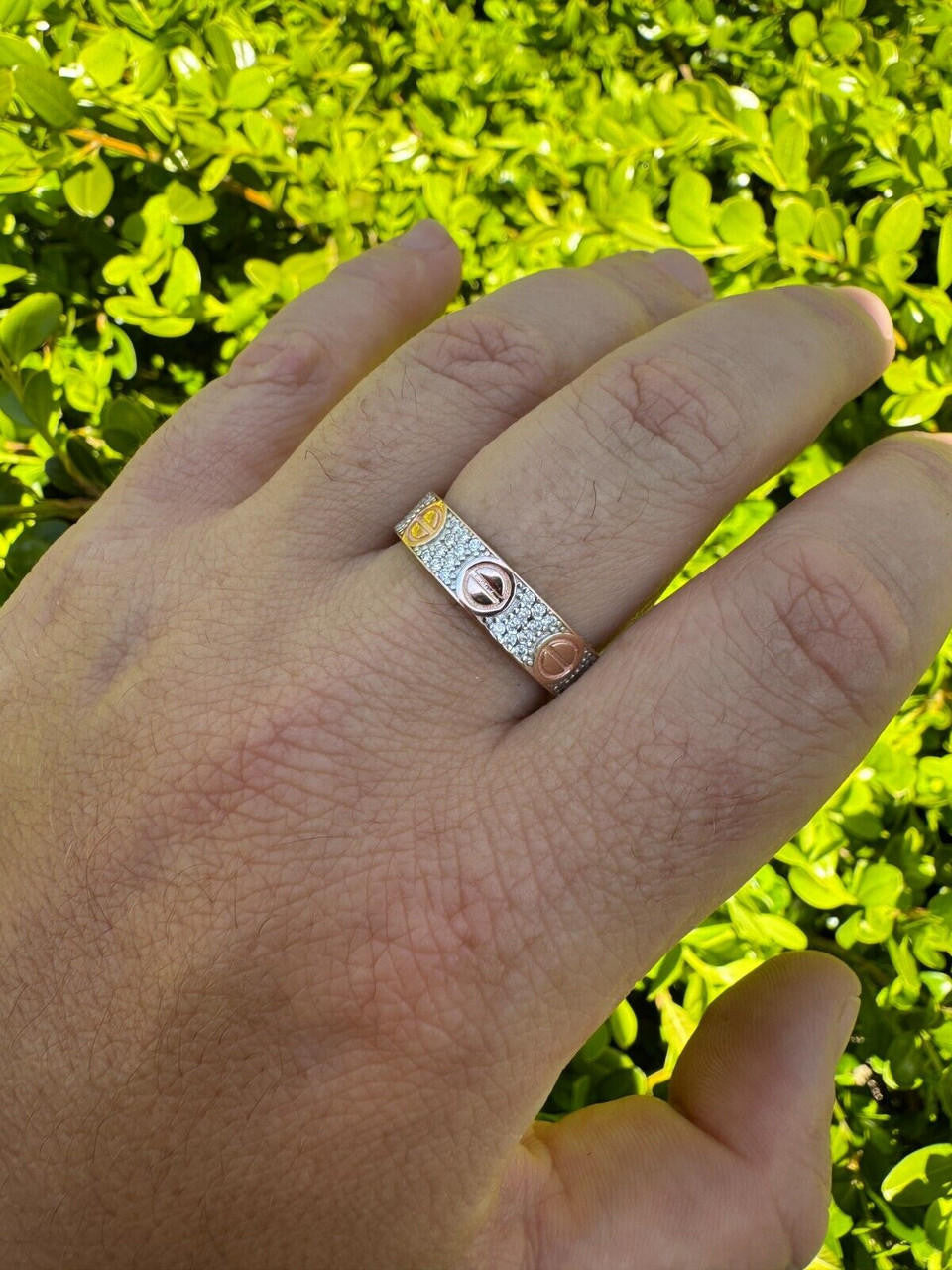 MOISSANITE Love Ring Eternity Band - 14k Rose Gold Vermeil 925 Silver