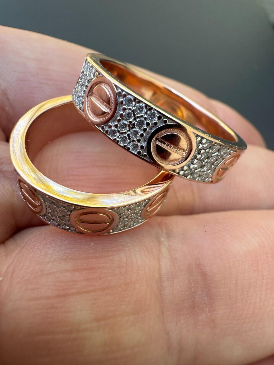 MOISSANITE Love Ring Eternity Band - 14k Rose Gold Vermeil 925 Silver