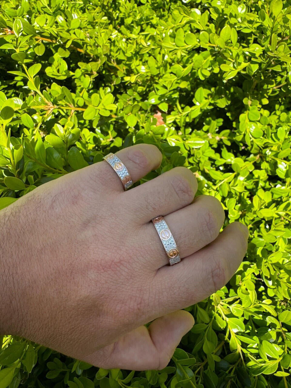 MOISSANITE Love Ring Eternity Band - 14k Rose Gold Vermeil 925 Silver