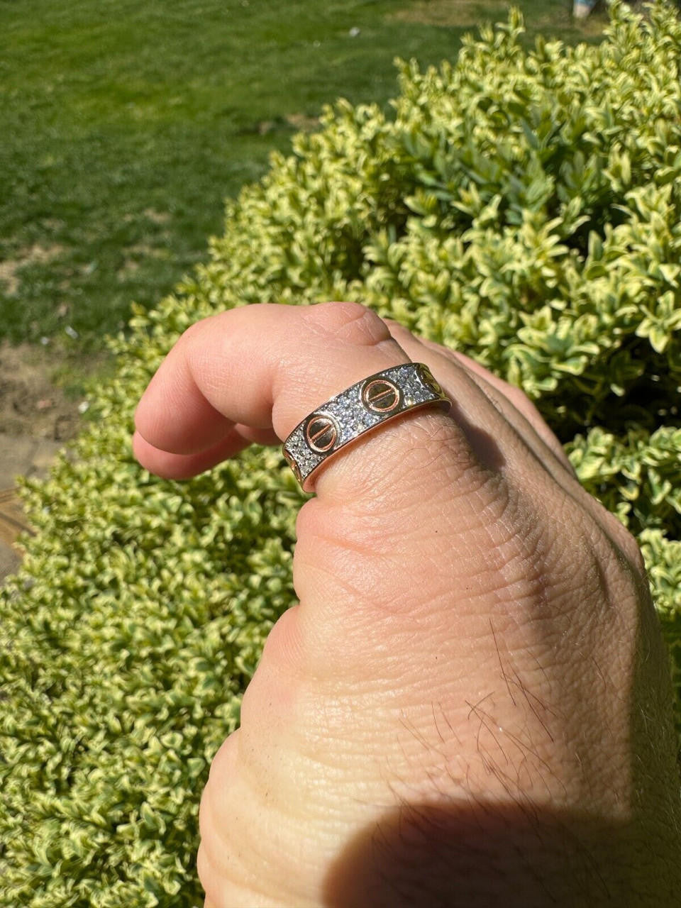 MOISSANITE Love Ring Eternity Band - 14k Rose Gold Vermeil 925 Silver