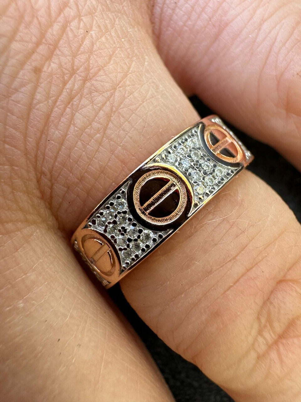 MOISSANITE Love Ring Eternity Band - 14k Rose Gold Vermeil 925 Silver