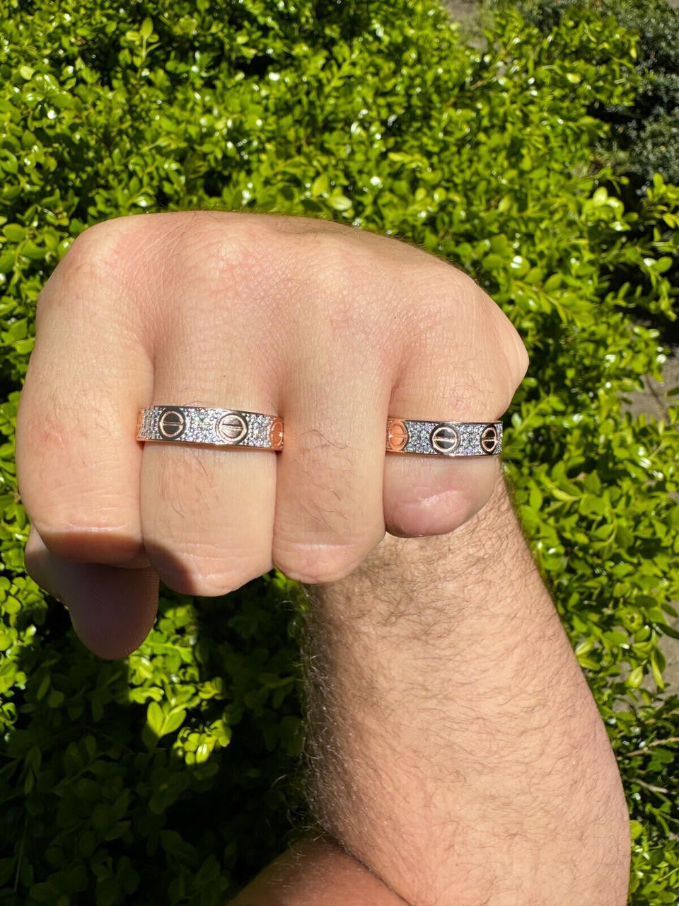 MOISSANITE Love Ring Eternity Band - 14k Rose Gold Vermeil 925 Silver