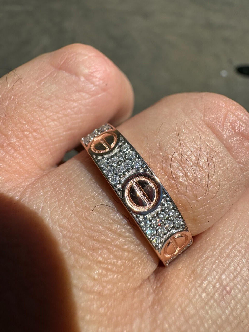 MOISSANITE Love Ring Eternity Band - 14k Rose Gold Vermeil 925 Silver