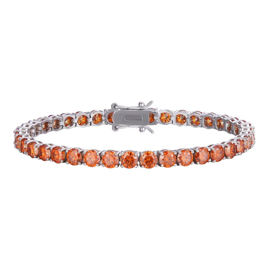 Real Iced Orange MOISSANITE 5mm Tennis Bracelet 925 Silver Pass Diamond Test