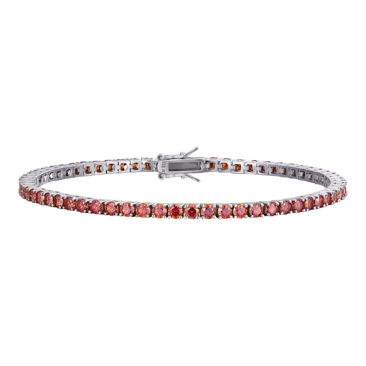 Real Iced Pink MOISSANITE 3mm Tennis Bracelet 925 Silver Pass Diamond Tester