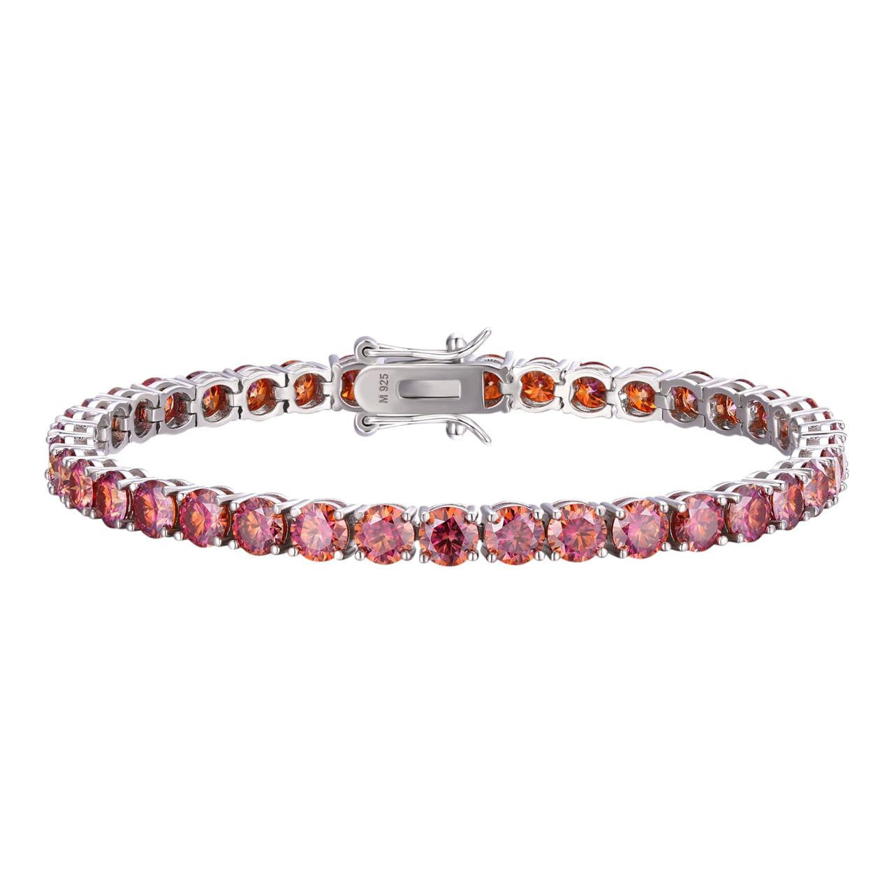Real Iced Pink MOISSANITE 5mm Tennis Bracelet 925 Silver Pass Diamond Test