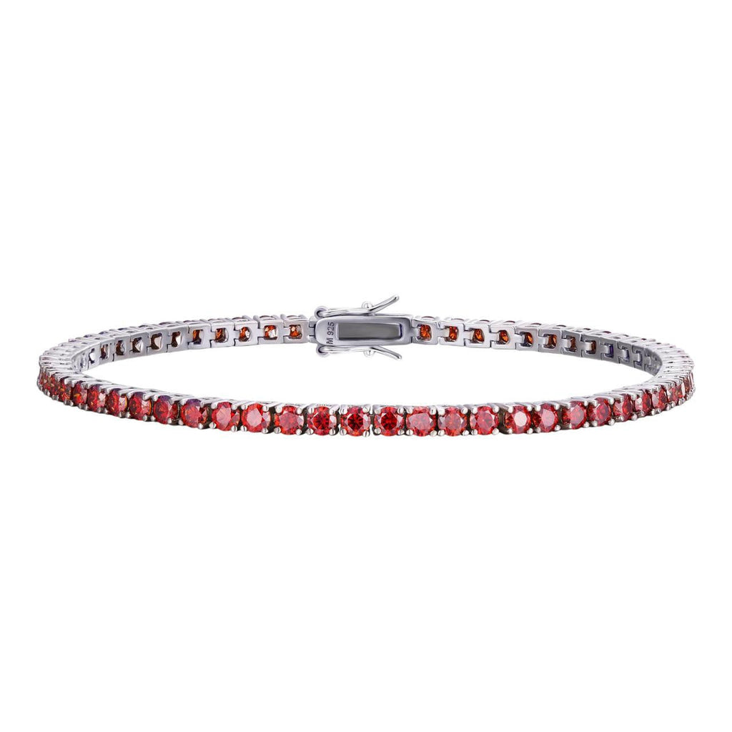 Real Iced Ruby Red MOISSANITE 3mm Tennis Bracelet 925 Silver Pass Diamond Test