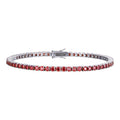 Real Iced Ruby Red MOISSANITE 3mm Tennis Bracelet 925 Silver Pass Diamond Test