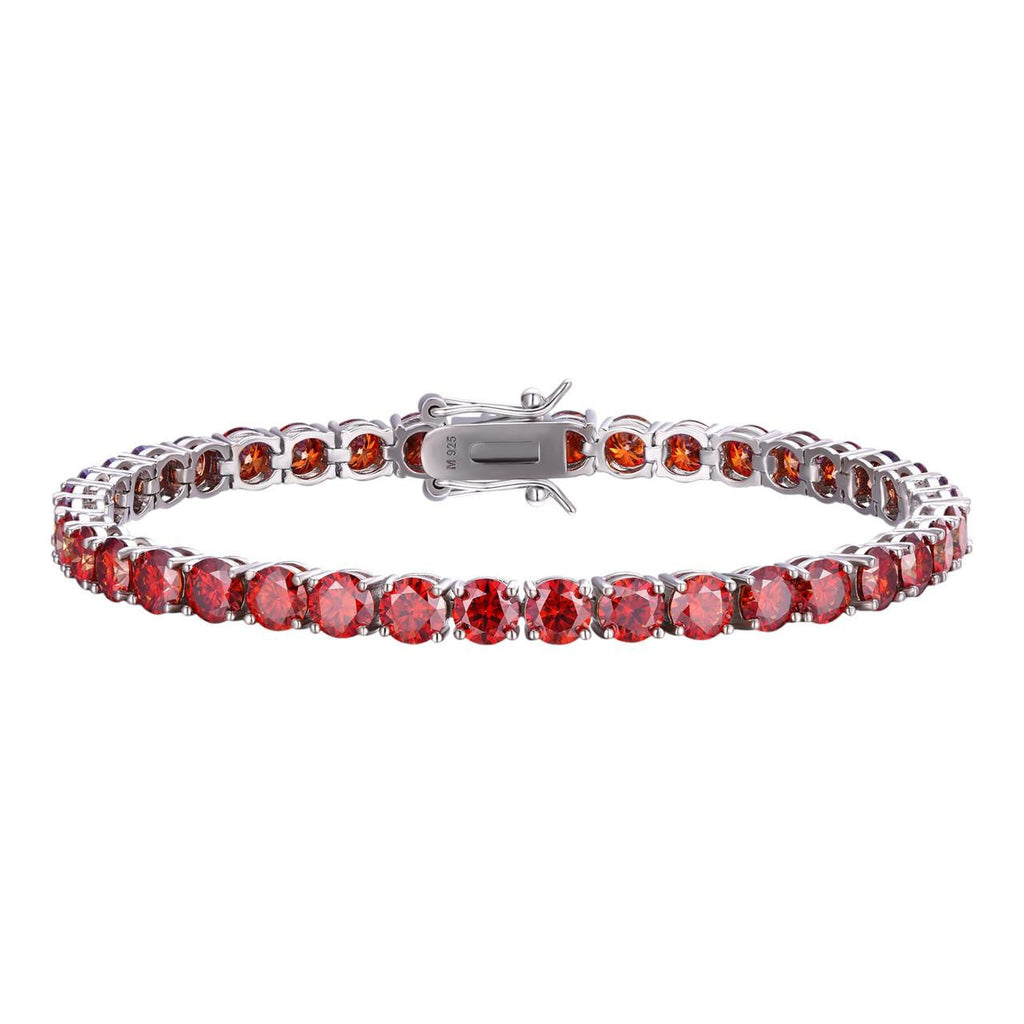 Real Iced Ruby Red MOISSANITE 5mm Tennis Bracelet 925 Silver Pass Diamond Test