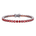 Real Iced Ruby Red MOISSANITE 5mm Tennis Bracelet 925 Silver Pass Diamond Test