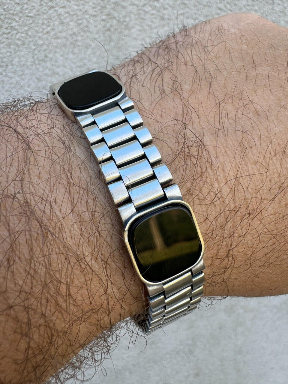 Presidential Bracelet W. Natural Black Onyx Motifs - 925 Sterling Silver Oxidized Gunmetal - 7"-9" - 15mm