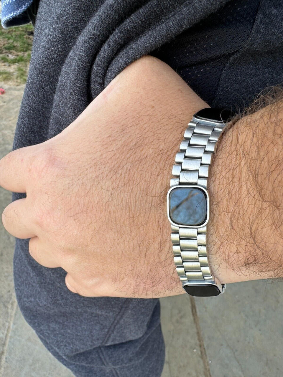 Presidential Bracelet W. Natural Black Onyx Motifs - 925 Sterling Silver Oxidized Gunmetal - 7"-9" - 15mm