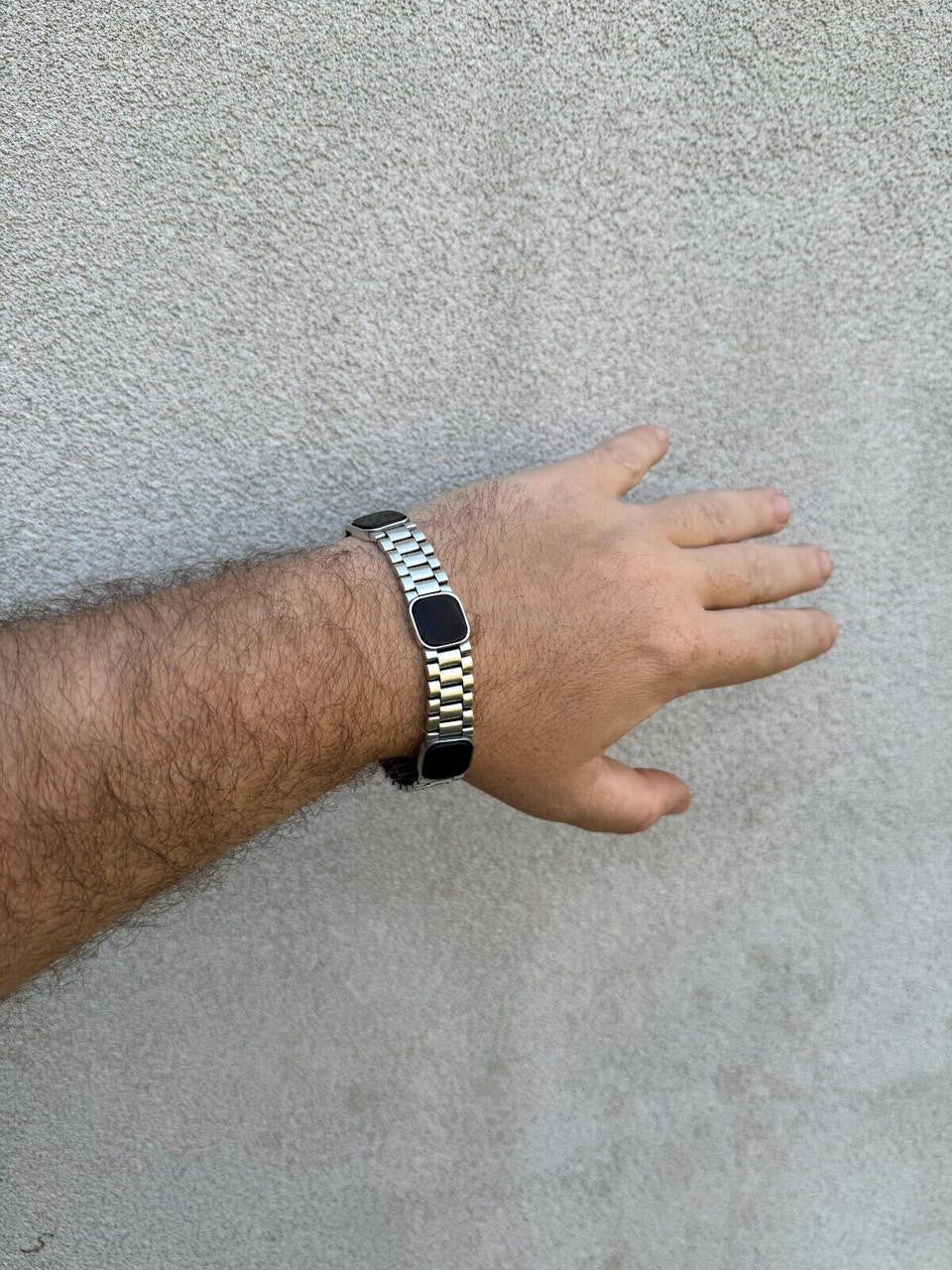 Presidential Bracelet W. Natural Black Onyx Motifs - 925 Sterling Silver Oxidized Gunmetal - 7"-9" - 15mm