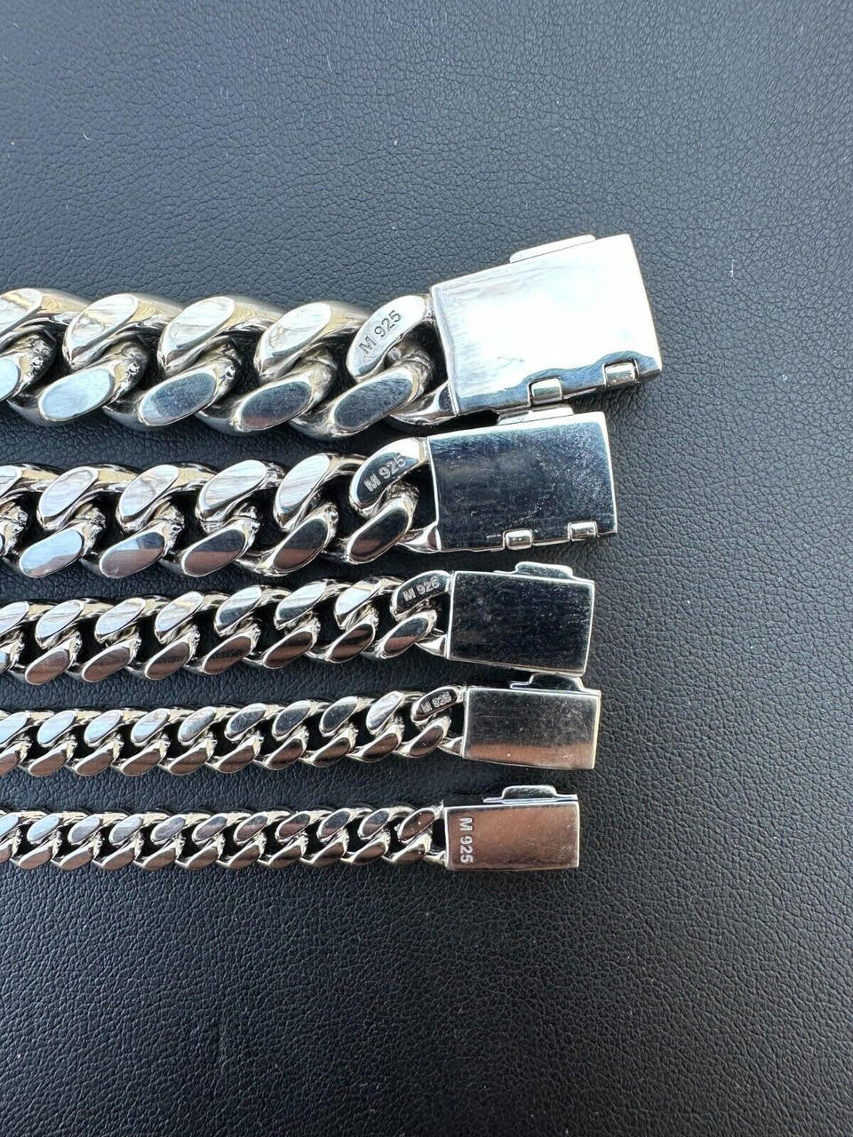 MOISSANITE Baguette Iced Clasp Miami Cuban Link Bracelet - 925 Silver - 7"-8.5" - 5mm-12mm