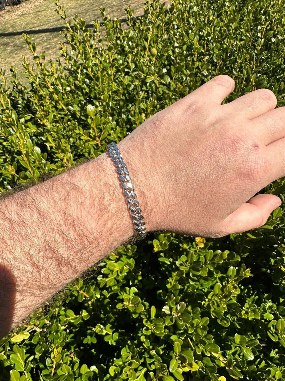 MOISSANITE Baguette Iced Clasp Miami Cuban Link Bracelet - 925 Silver - 7"-8.5" - 5mm-12mm