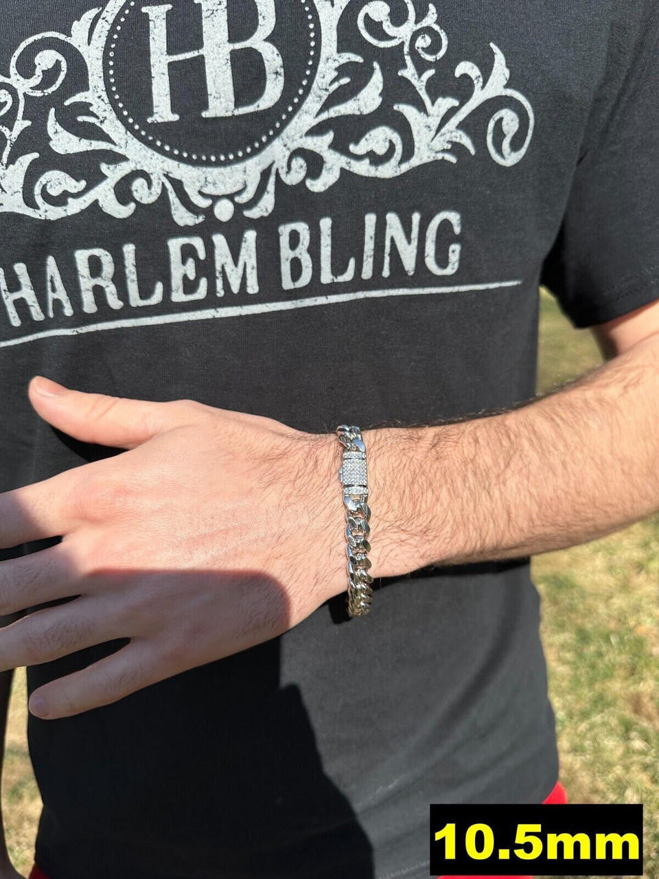 MOISSANITE Baguette Iced Clasp Miami Cuban Link Bracelet - 925 Silver - 7"-8.5" - 5mm-12mm