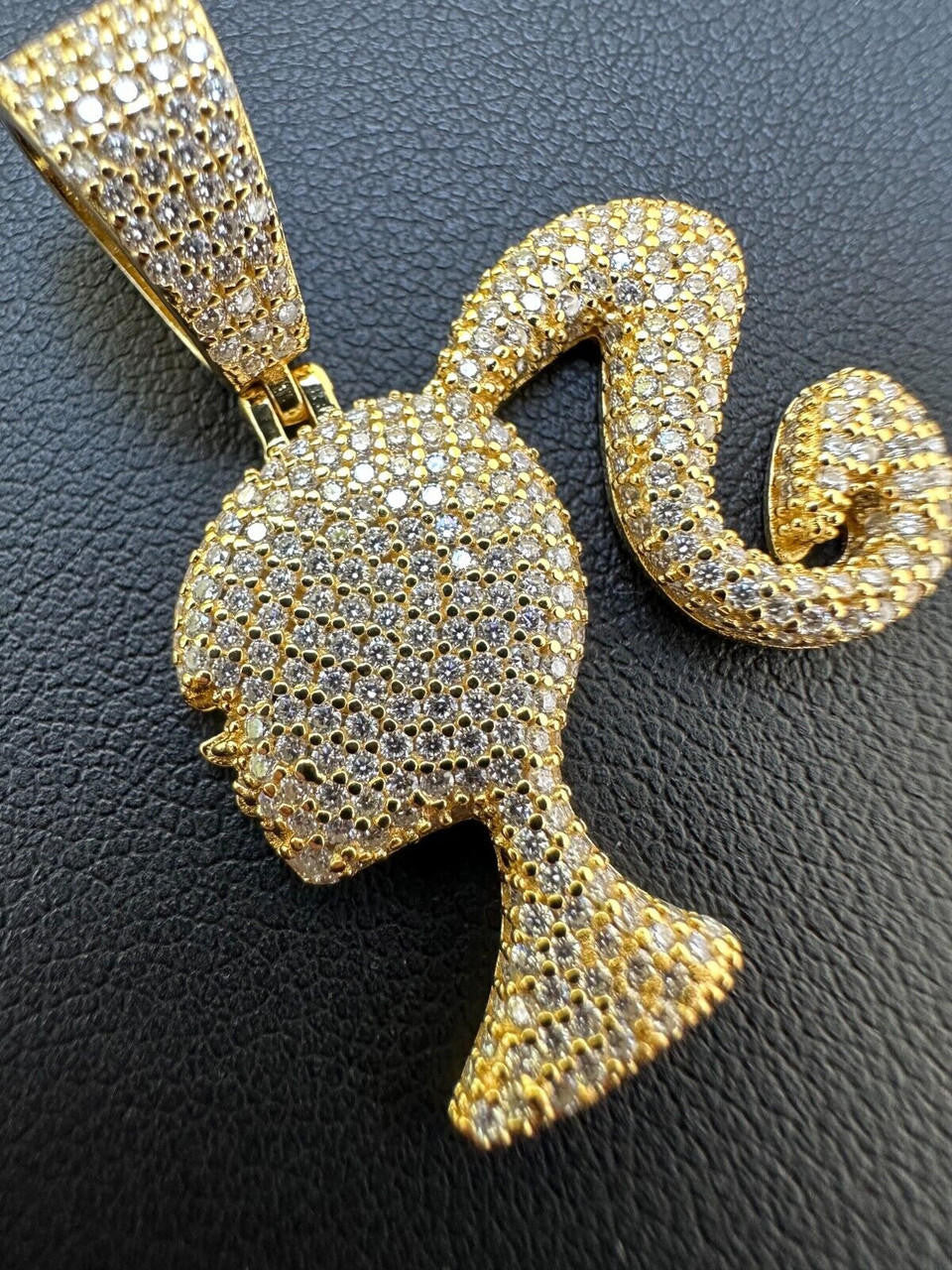 MOISSANITE Barbie Doll Iced Out Pendant - 14k Yellow/Rose Gold Vermeil or 925 Silver - Small 1.25"