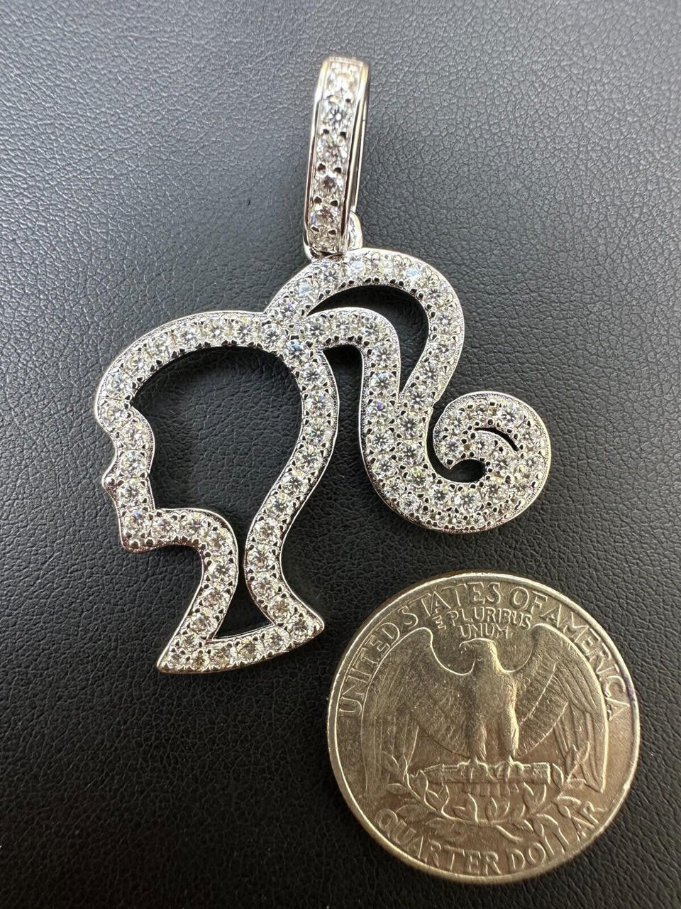 MOISSANITE Barbie Doll Pendant - 14k Yellow/Rose Gold Vermeil Or 925 Silver - Medium 1.75"