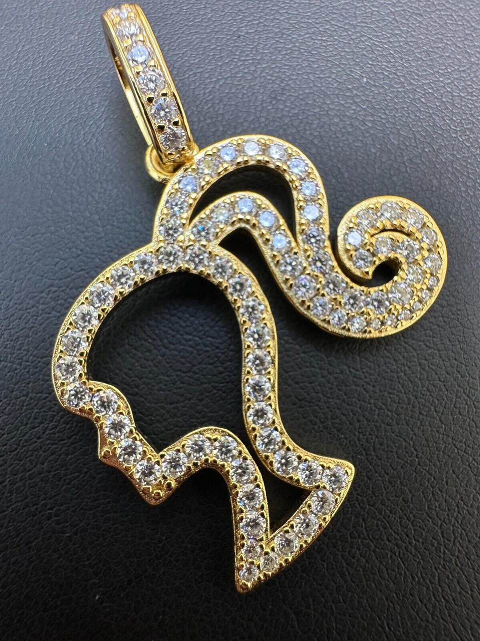 MOISSANITE Barbie Doll Pendant - 14k Yellow/Rose Gold Vermeil Or 925 Silver - Medium 1.75"