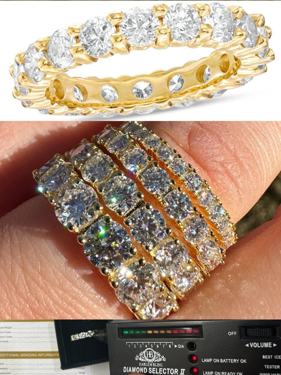 MOISSANITE Eternity Band Wedding Ring #1 BESTSELLER - 14k Gold Vermeil 925 Silver - 2mm-5mm