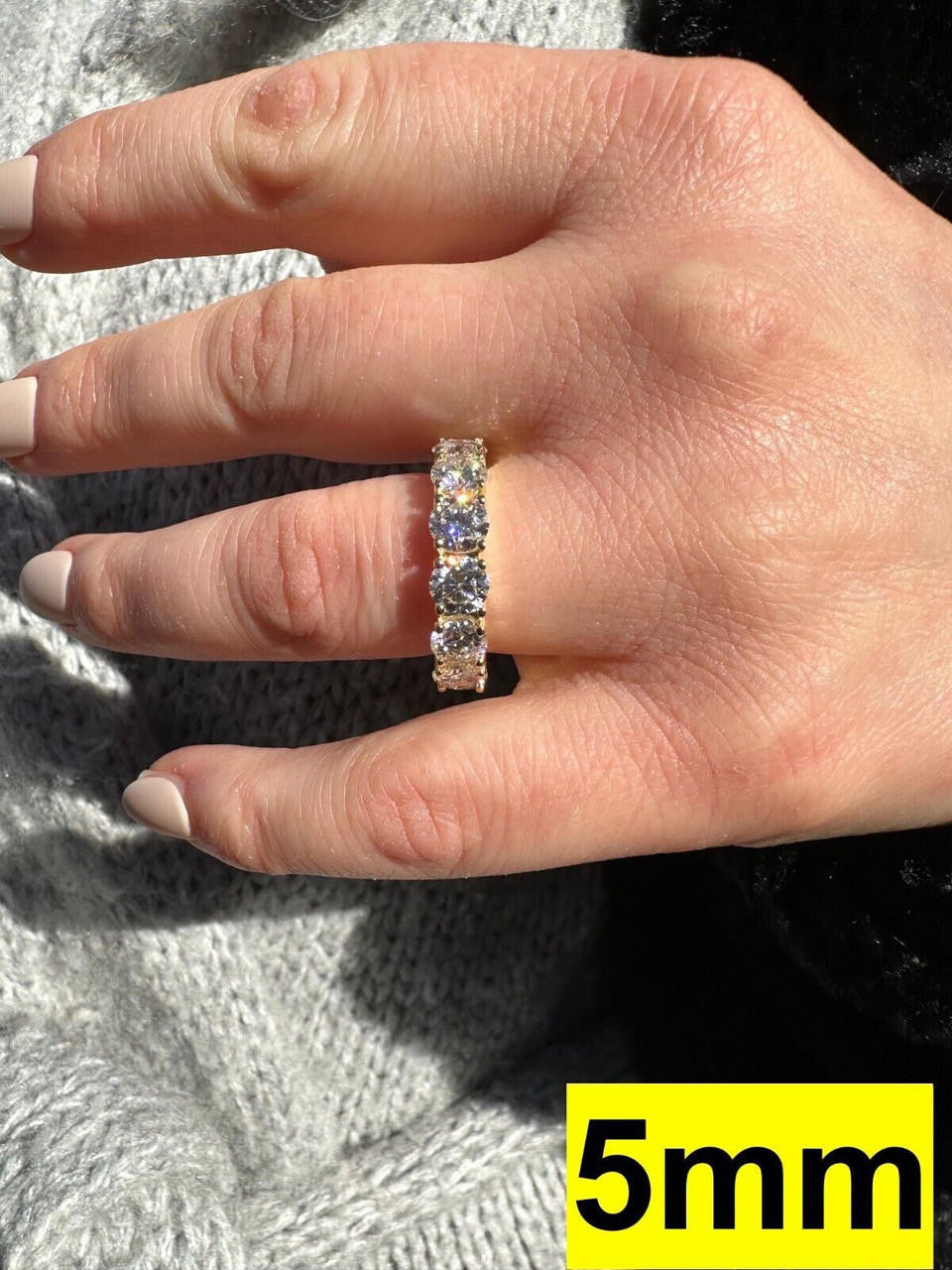 MOISSANITE Eternity Band Wedding Ring #1 BESTSELLER - 14k Gold Vermeil 925 Silver - 2mm-5mm