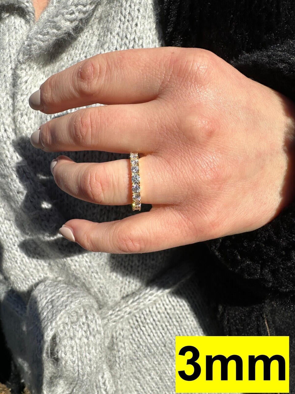 MOISSANITE Eternity Band Wedding Ring #1 BESTSELLER - 14k Gold Vermeil 925 Silver - 2mm-5mm