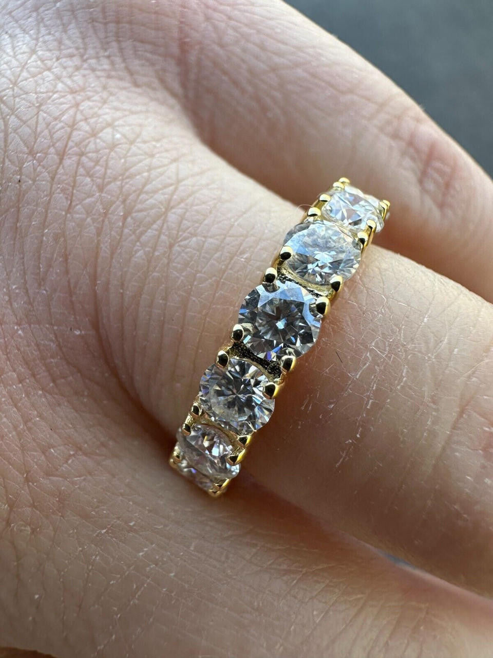 MOISSANITE Eternity Band Wedding Ring #1 BESTSELLER - 14k Gold Vermeil 925 Silver - 2mm-5mm