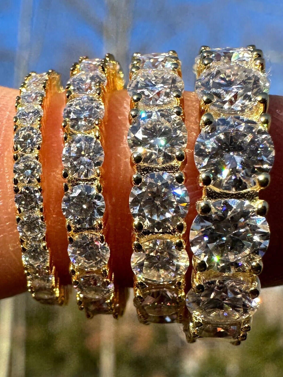 MOISSANITE Eternity Band Wedding Ring #1 BESTSELLER - 14k Gold Vermeil 925 Silver - 2mm-5mm