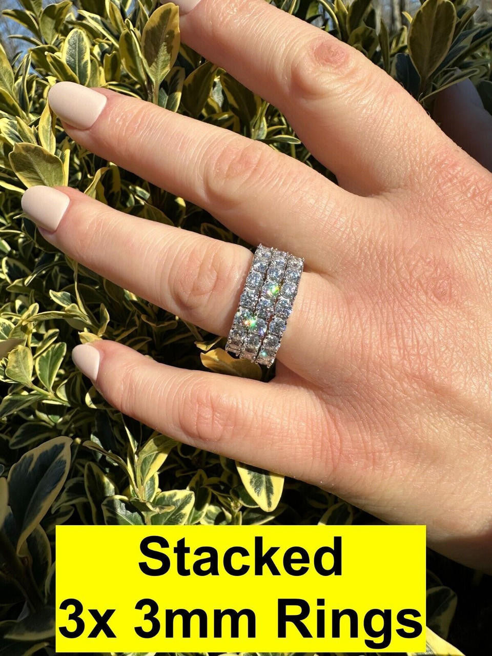MOISSANITE Eternity Band Wedding Ring #1 BESTSELLER - 925 Silver - 2mm-5mm