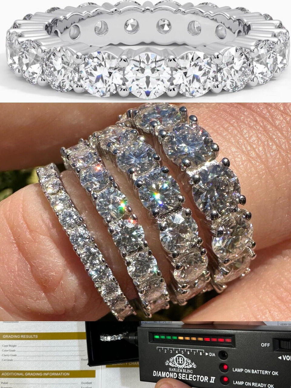 MOISSANITE Eternity Band Wedding Ring #1 BESTSELLER - 925 Silver - 2mm-5mm