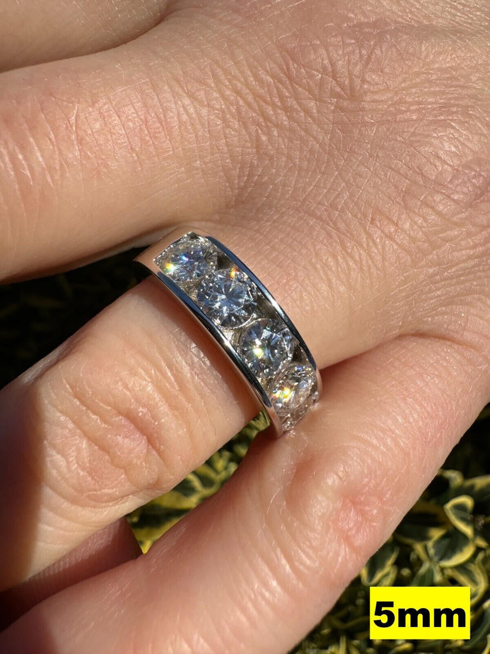 MOISSANITE Half Eternity Channel Set Wedding Band Ring - 925 Silver - 1.5mm-5mm