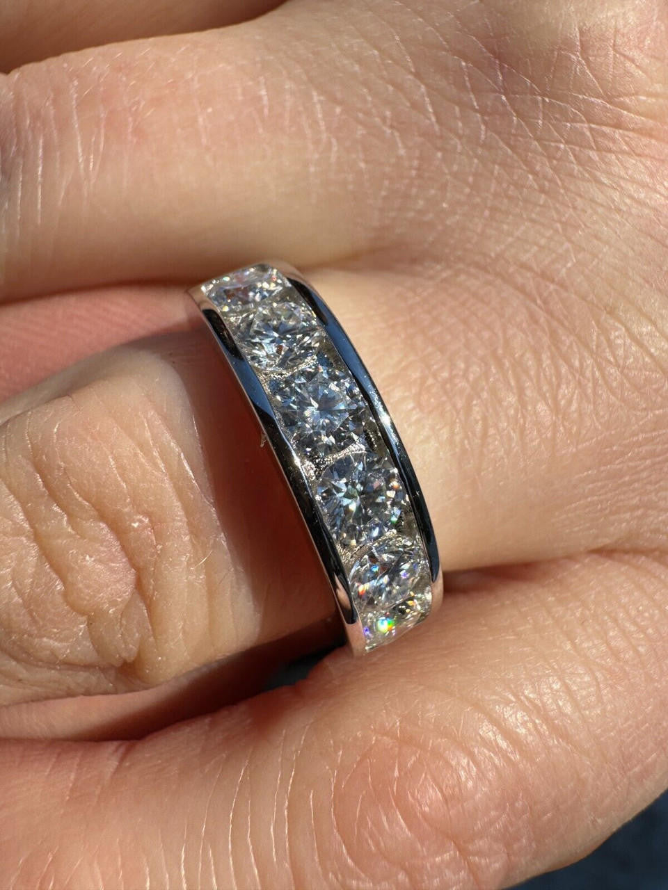 MOISSANITE Half Eternity Channel Set Wedding Band Ring - 925 Silver - 1.5mm-5mm