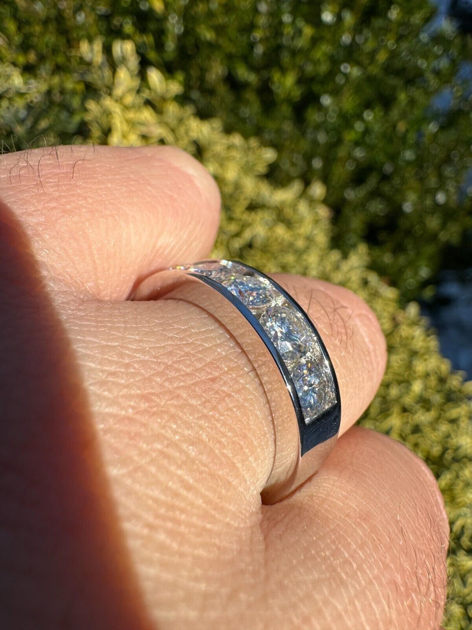 MOISSANITE Half Eternity Channel Set Wedding Band Ring - 925 Silver - 1.5mm-5mm