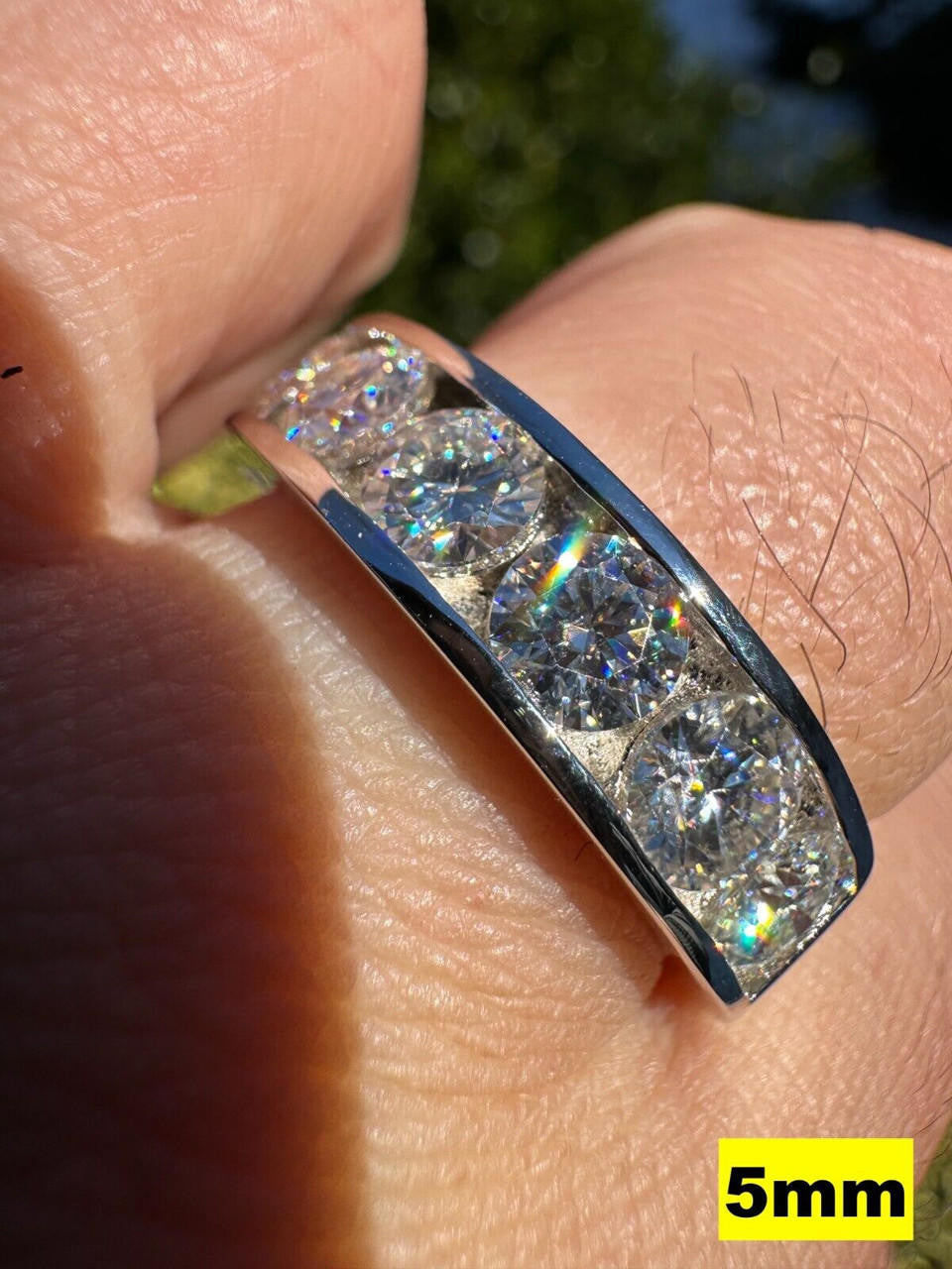MOISSANITE Half Eternity Channel Set Wedding Band Ring - 925 Silver - 1.5mm-5mm
