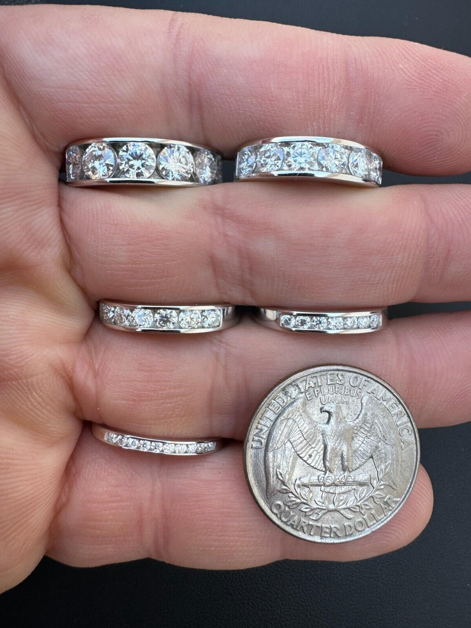 MOISSANITE Half Eternity Channel Set Wedding Band Ring - 925 Silver - 1.5mm-5mm