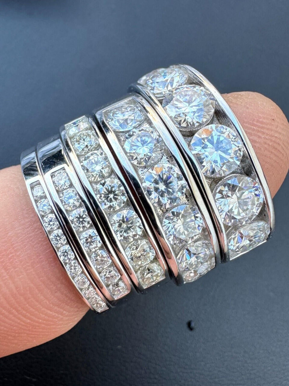 MOISSANITE Half Eternity Channel Set Wedding Band Ring - 925 Silver - 1.5mm-5mm