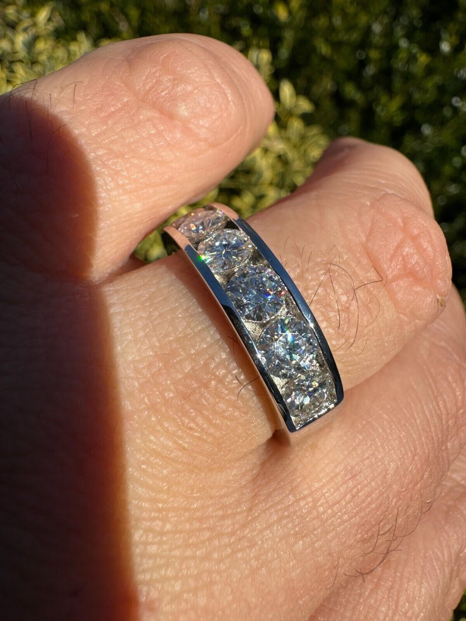 MOISSANITE Half Eternity Channel Set Wedding Band Ring - 925 Silver - 1.5mm-5mm