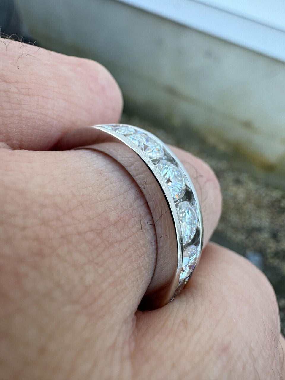 MOISSANITE Half Eternity Channel Set Wedding Band Ring - 925 Silver - 1.5mm-5mm