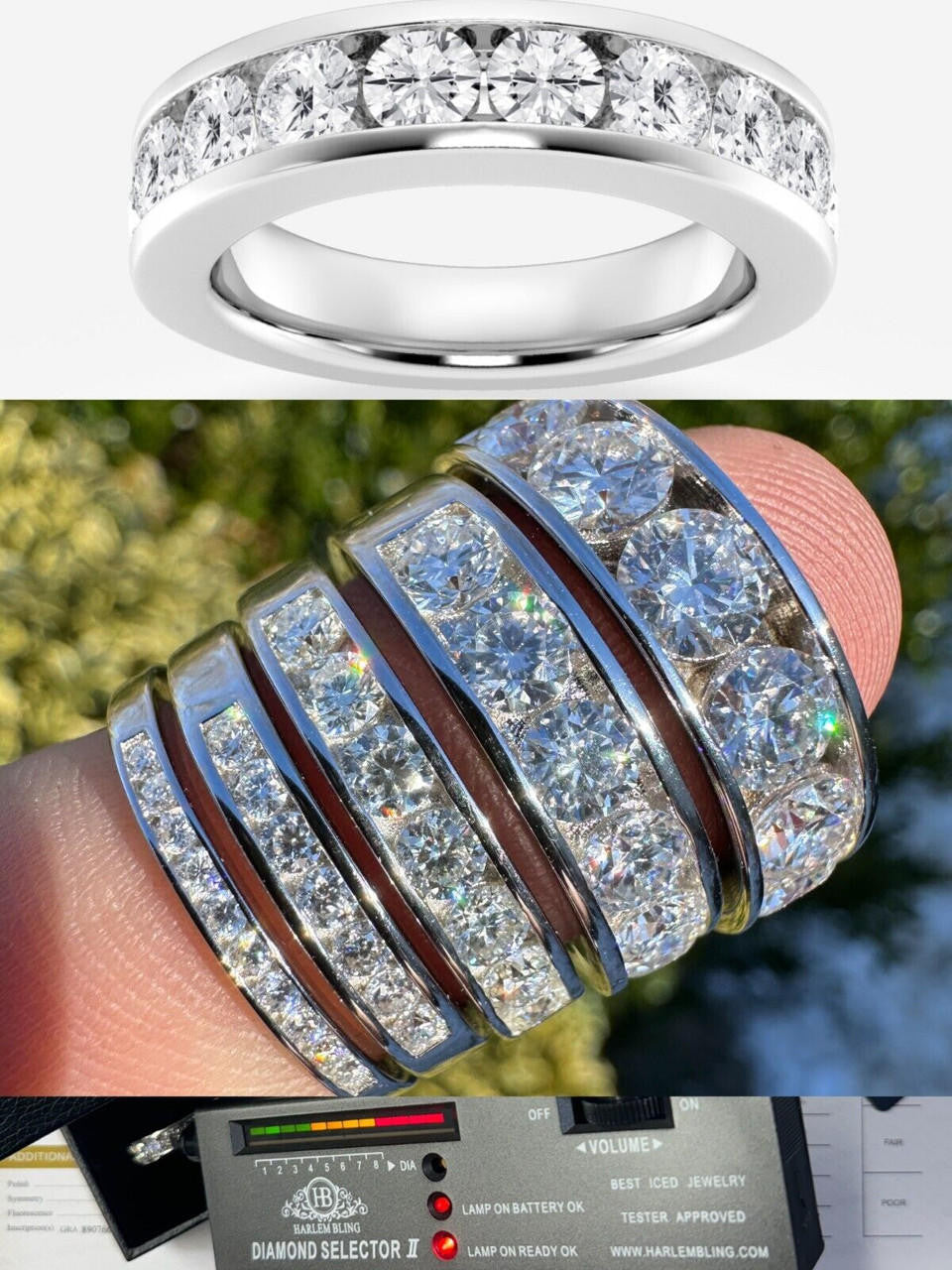 MOISSANITE Half Eternity Channel Set Wedding Band Ring - 925 Silver - 1.5mm-5mm