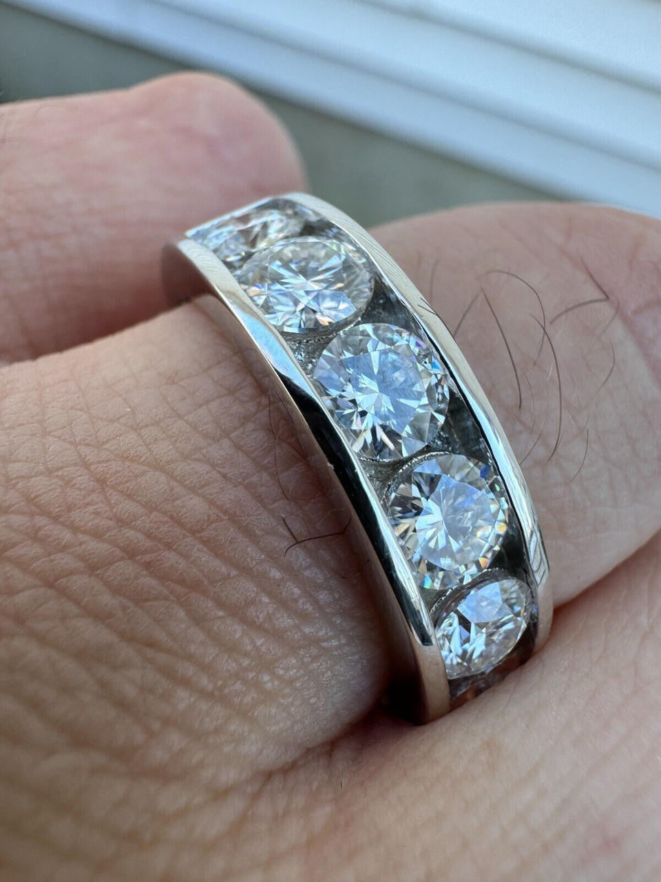 MOISSANITE Half Eternity Channel Set Wedding Band Ring - 925 Silver - 1.5mm-5mm