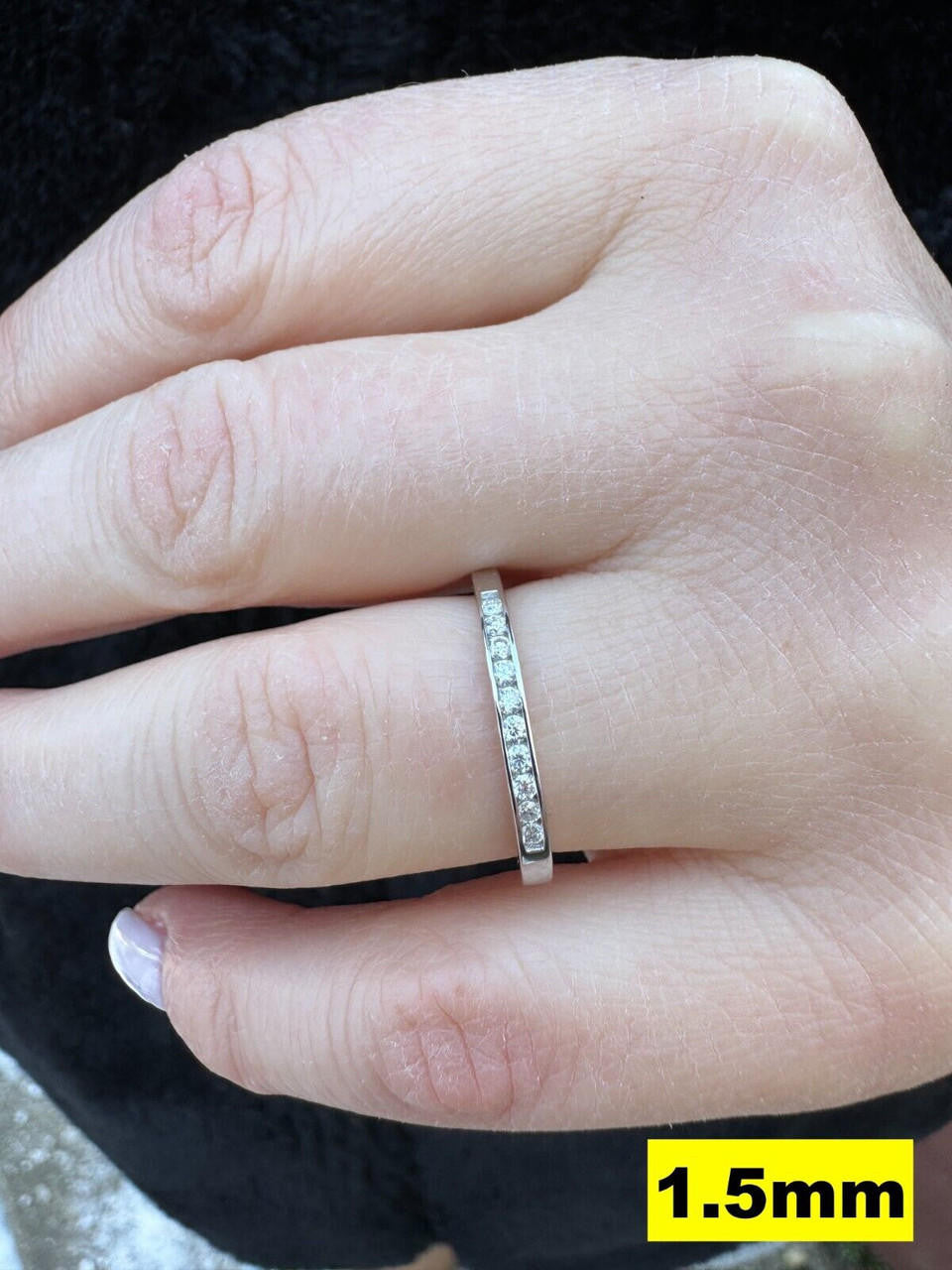 MOISSANITE Half Eternity Channel Set Wedding Band Ring - 925 Silver - 1.5mm-5mm