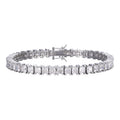 REAL MOISSANITE Iced Square Princess Cut Tennis Bracelet 925 Silver 3-5mm 6-8.5"