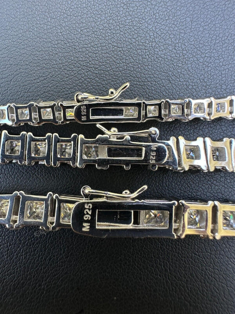 MOISSANITE Square Princess Cut Tennis Chain Necklace Iced Out - 925 Silver - 3mm-5mm - 14"-28"