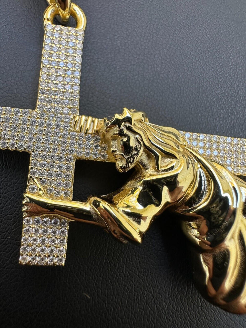 MOISSANITE Cross of Redemption Pendant - 14k Gold Vermeil 925 Silver - 3 Sizes 1"-3"