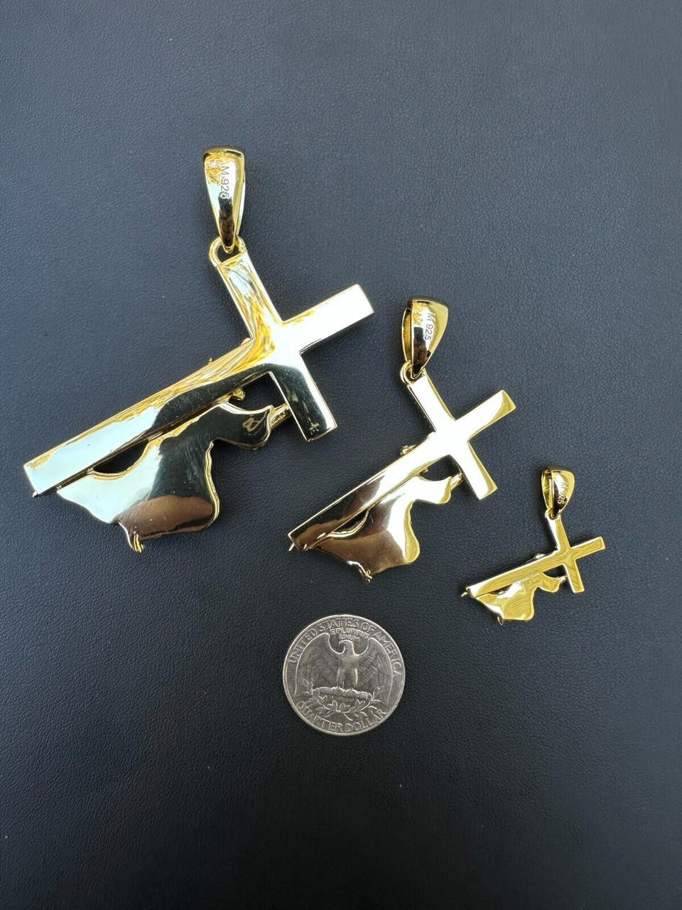 MOISSANITE Cross of Redemption Pendant - 14k Gold Vermeil 925 Silver - 3 Sizes 1"-3"