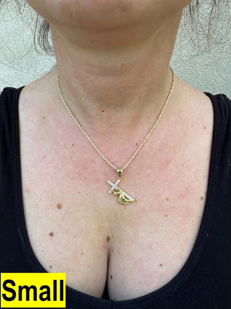 MOISSANITE Cross of Redemption Pendant - 14k Gold Vermeil 925 Silver - 3 Sizes 1"-3"